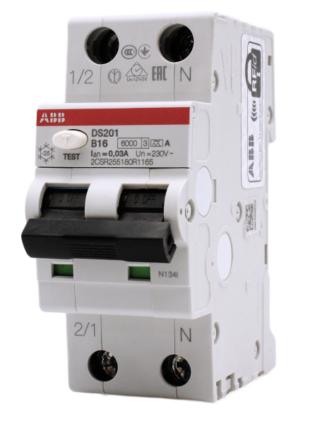 ABB FI/LS-Schalter DS201A-B16/0,03 1+N 16A 230V 30mA